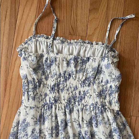 Trixxi Midi Dress Womens Small Blue White Ditsy Floral Print Cottagecore Flowy - Picture 10 of 11